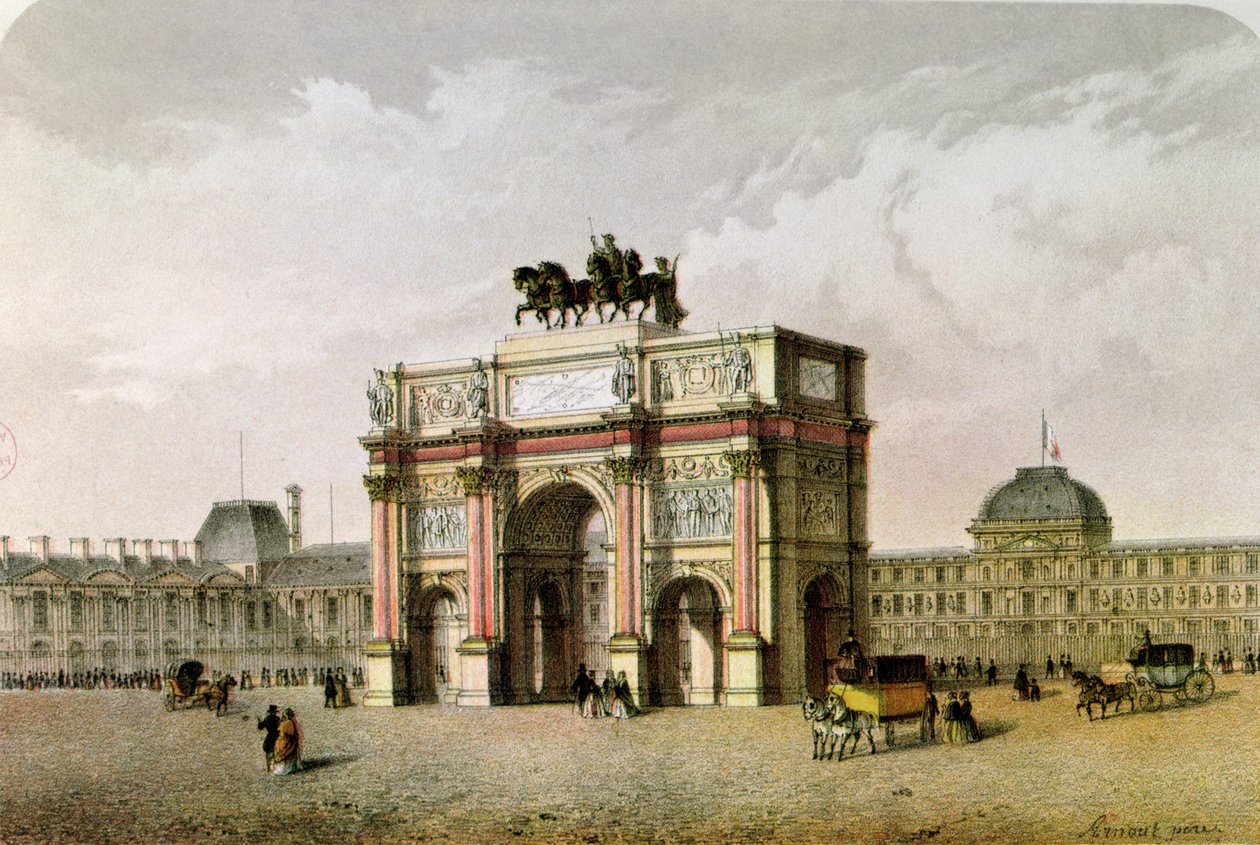 Képeslap a Diadalívről du Carrousel, Párizs alkotó: French School