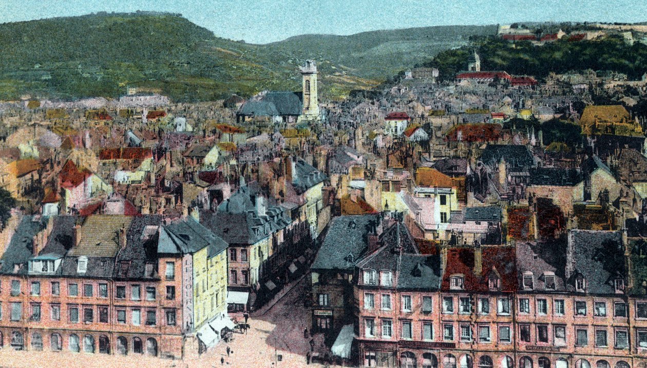 Képeslap a kilátásról a Madeleine-toronyból, Besancon, c. 1930 (színes litó) alkotó: French School