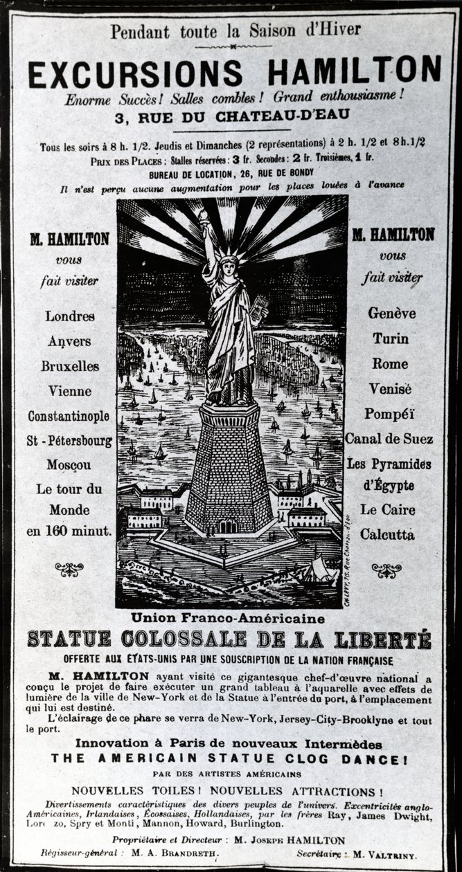 Plakát Excursions Hamilton, 1890 körül alkotó: French School