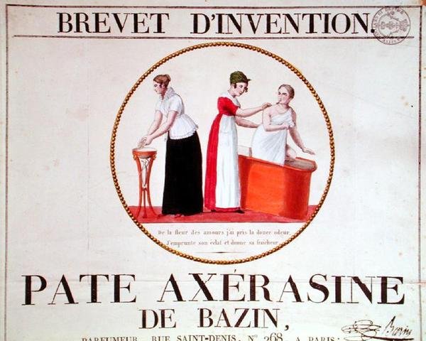 „Pate Axerasine de Bazin” reklámplakát, 19. század eleje (színes metszet) alkotó: French School