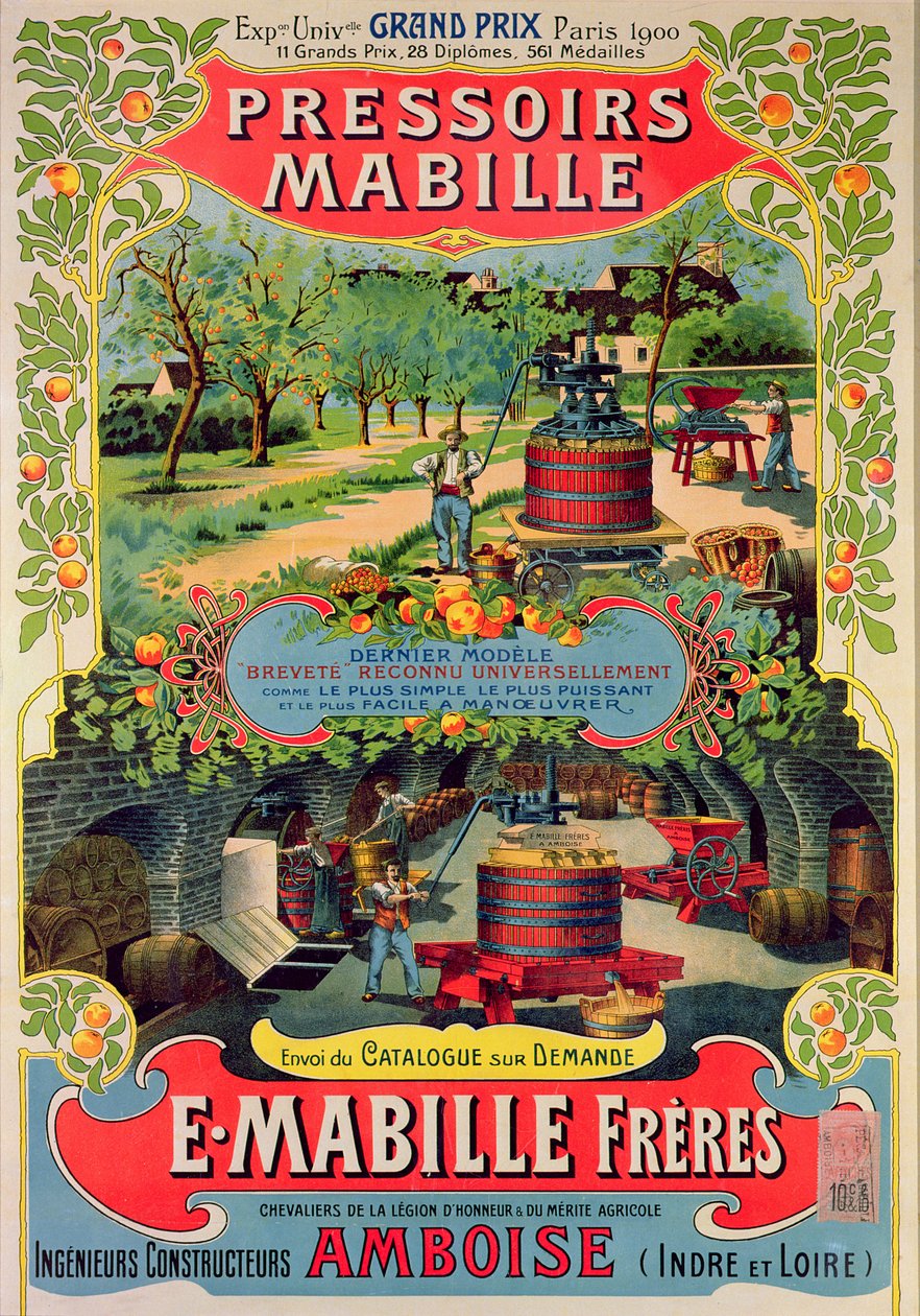 Pressoirs Mabille reklámplakát, az Exposition Universelle, Párizs, 1900 alkotó: French School