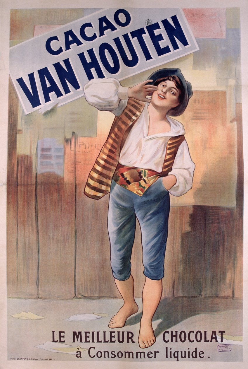 Van Houten kakaót reklámozó plakát alkotó: French School