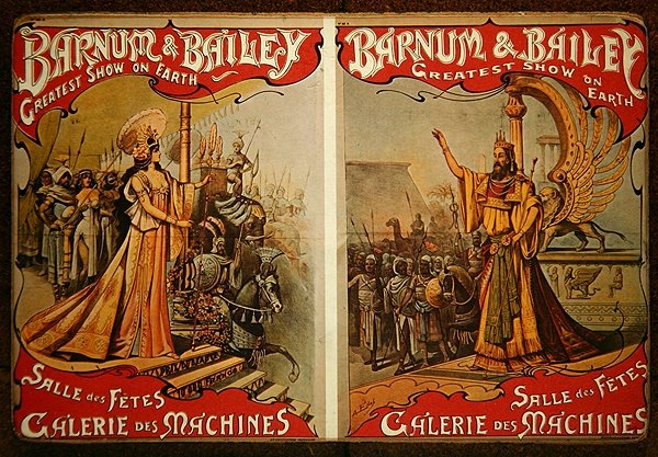 A "Barnum és Bailey" cirkusz reklámplakátja a Galerie des Machines-ban, 1900 körül (színes litográfia) alkotó: French School