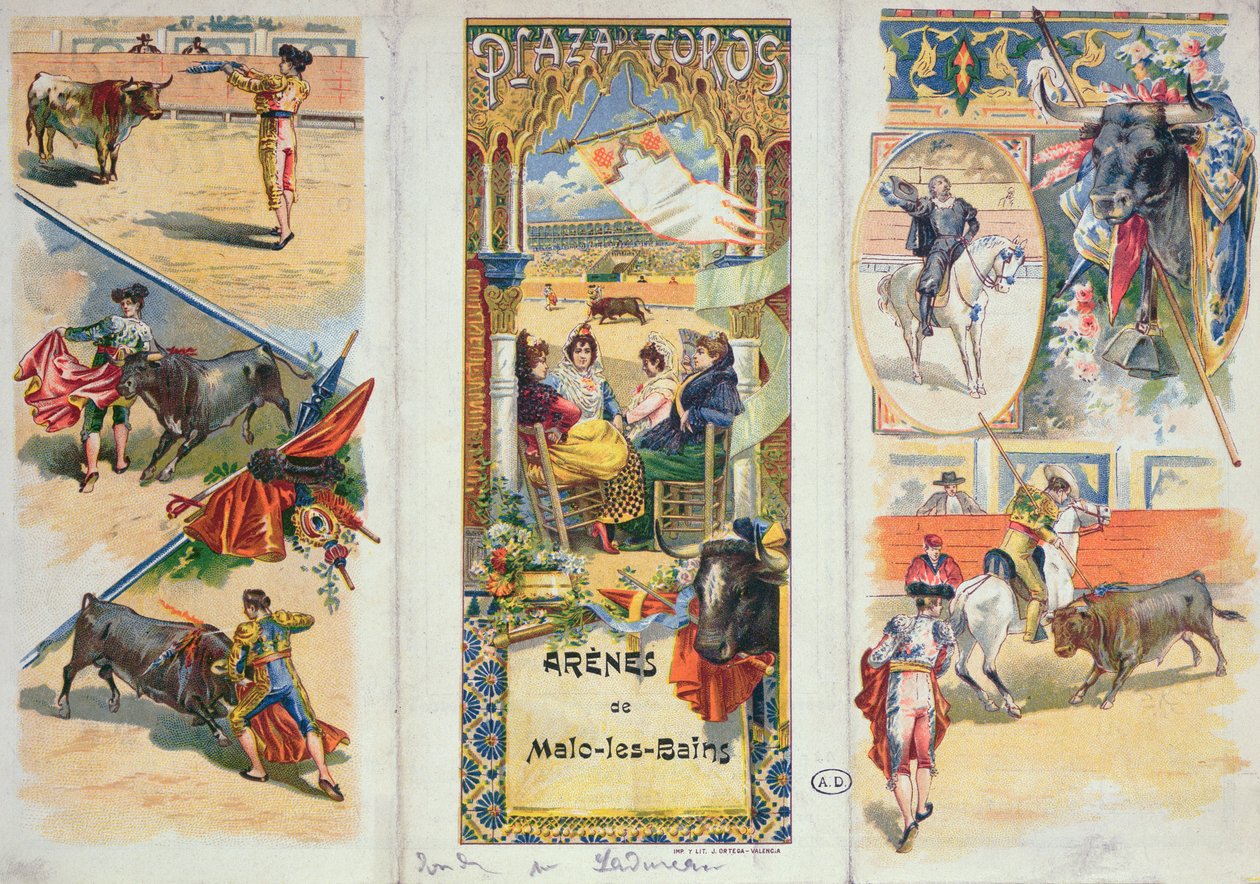 A Malo-les-Bains-i bikaviadal-arénát hirdető plakát, 19. század vége alkotó: French School