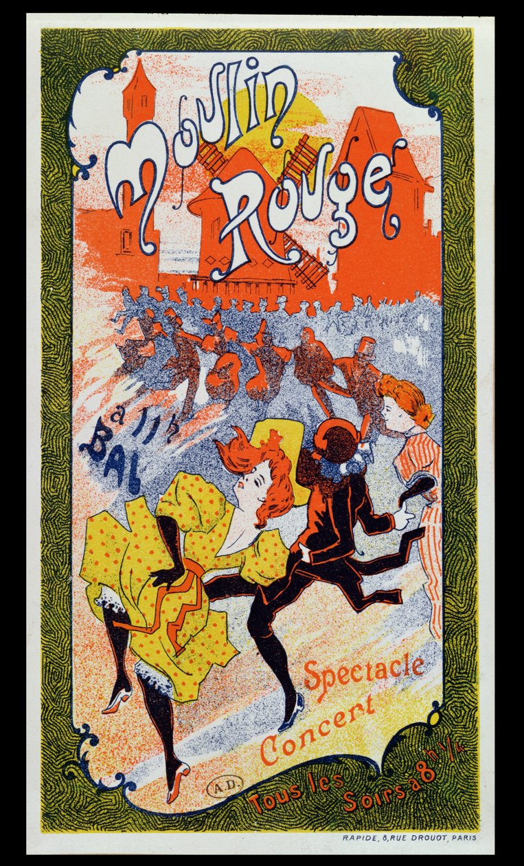 A Moulin Rouge-ot hirdető plakát, 1890-1900 körül alkotó: French School