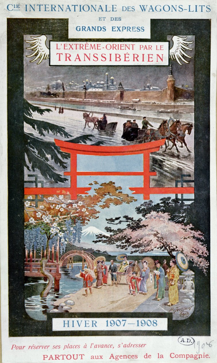 A transzszibériai vasutat reklámozó plakát, 1907-8. tél alkotó: French School