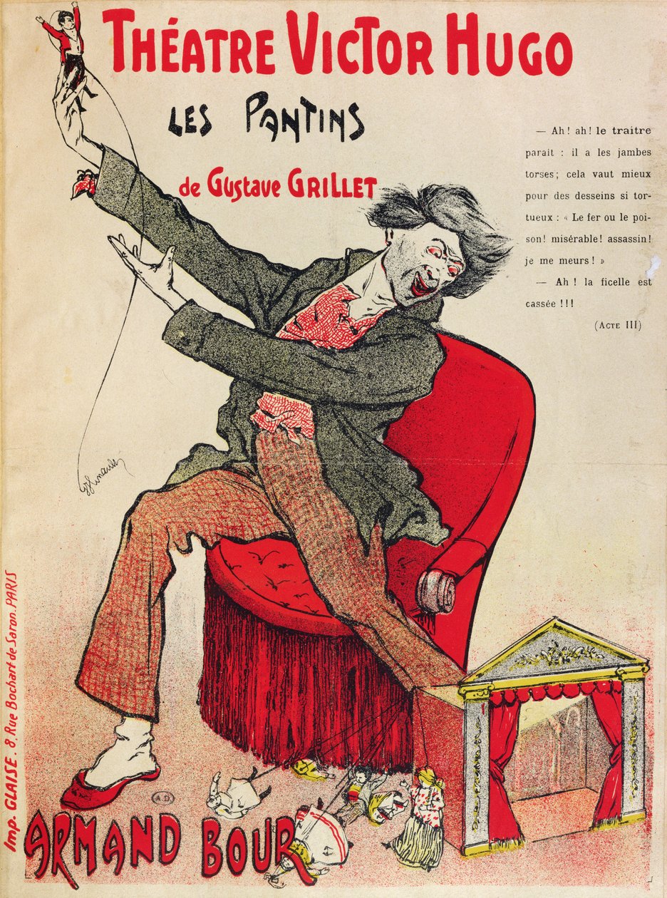 Gustave Grillet: Les Pantins plakátja a Victor Hugo Színházban, 19. század vége alkotó: French School
