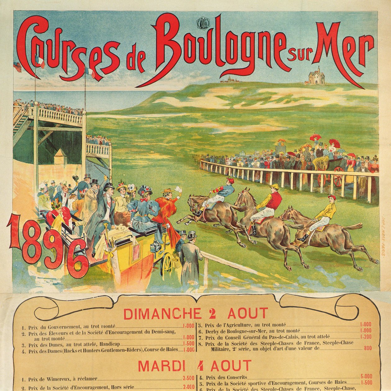 A Boulogne-sur-Mer-i lóverseny plakátja, 1896 alkotó: French School