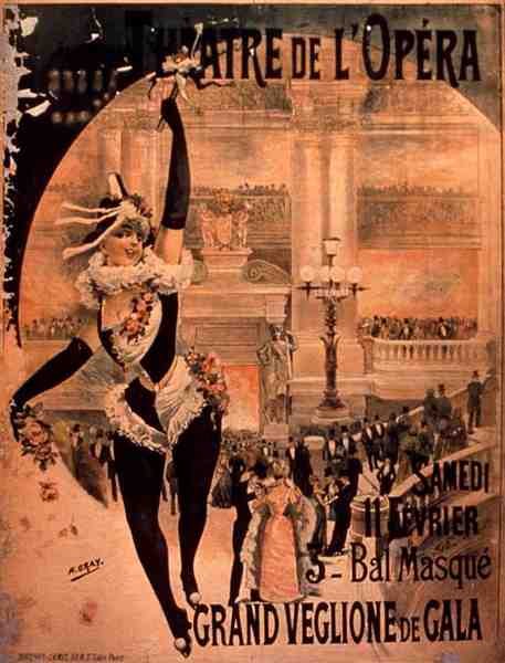 A "Grand Veglione de Gala", a harmadik álarcosbál plakátja a párizsi Theatre de l