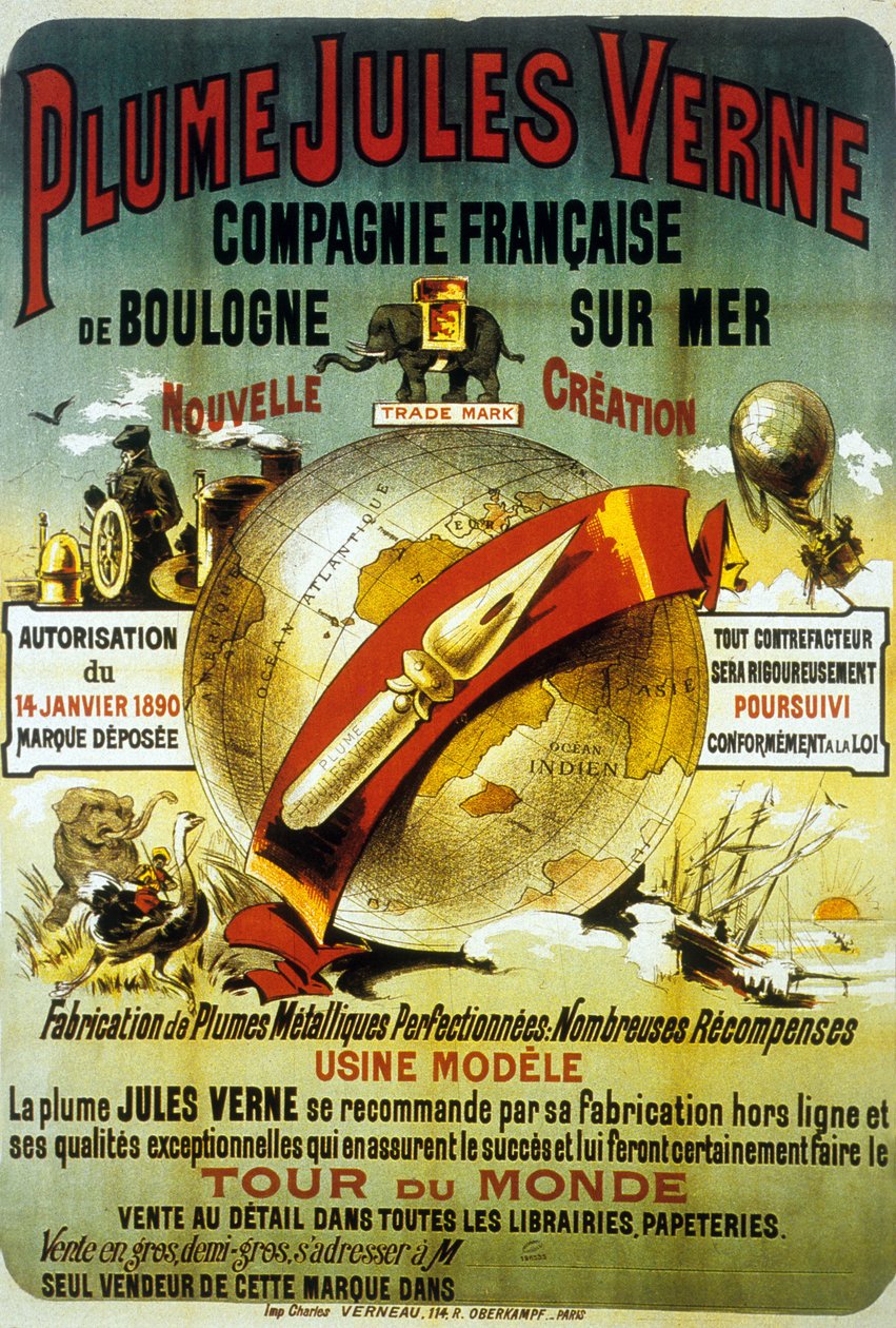 Plakát a PLume népszerűsítésére Jules Verne (plakát) alkotó: French School