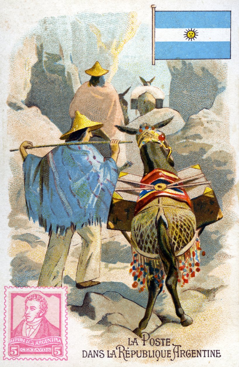Postás Argentínában, postát kézbesít, 19. század vége alkotó: French School