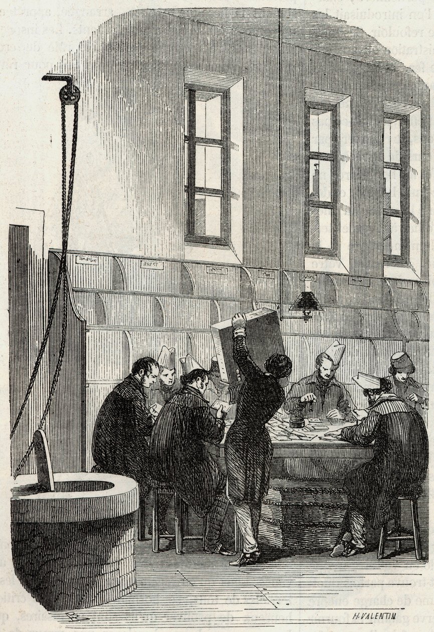 Hozzászólások: Levelek szortírozása osztályoknak és külföldre – Edmond Texier 1852-es metszete „Tableau-de-Paris”-ban alkotó: French School