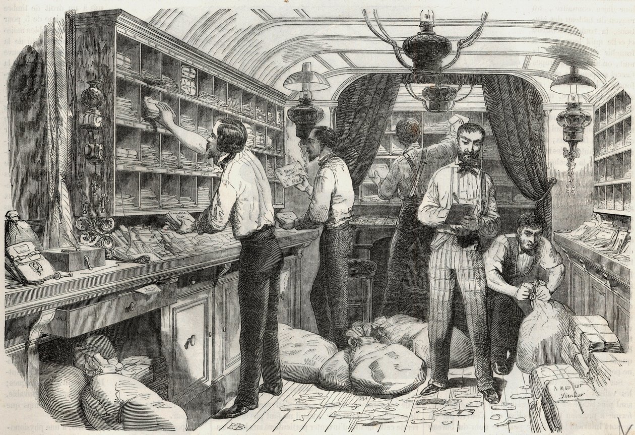 Hozzászólások: a mobil iroda belseje - Edmond Texier 1852-es gravírozása „Tableau-de-Paris”-ban alkotó: French School