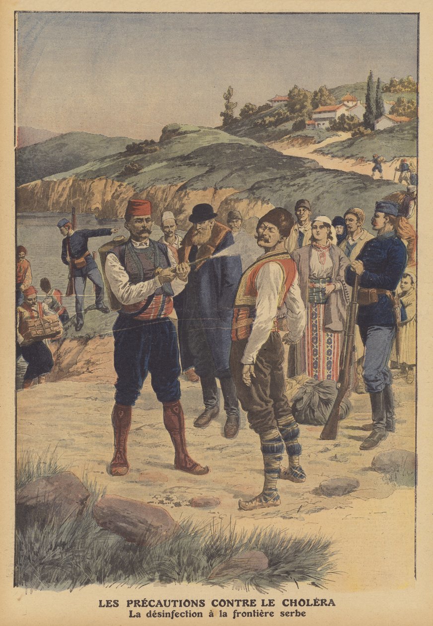 Kolera elleni óvintézkedések (színes litográfia) alkotó: French School