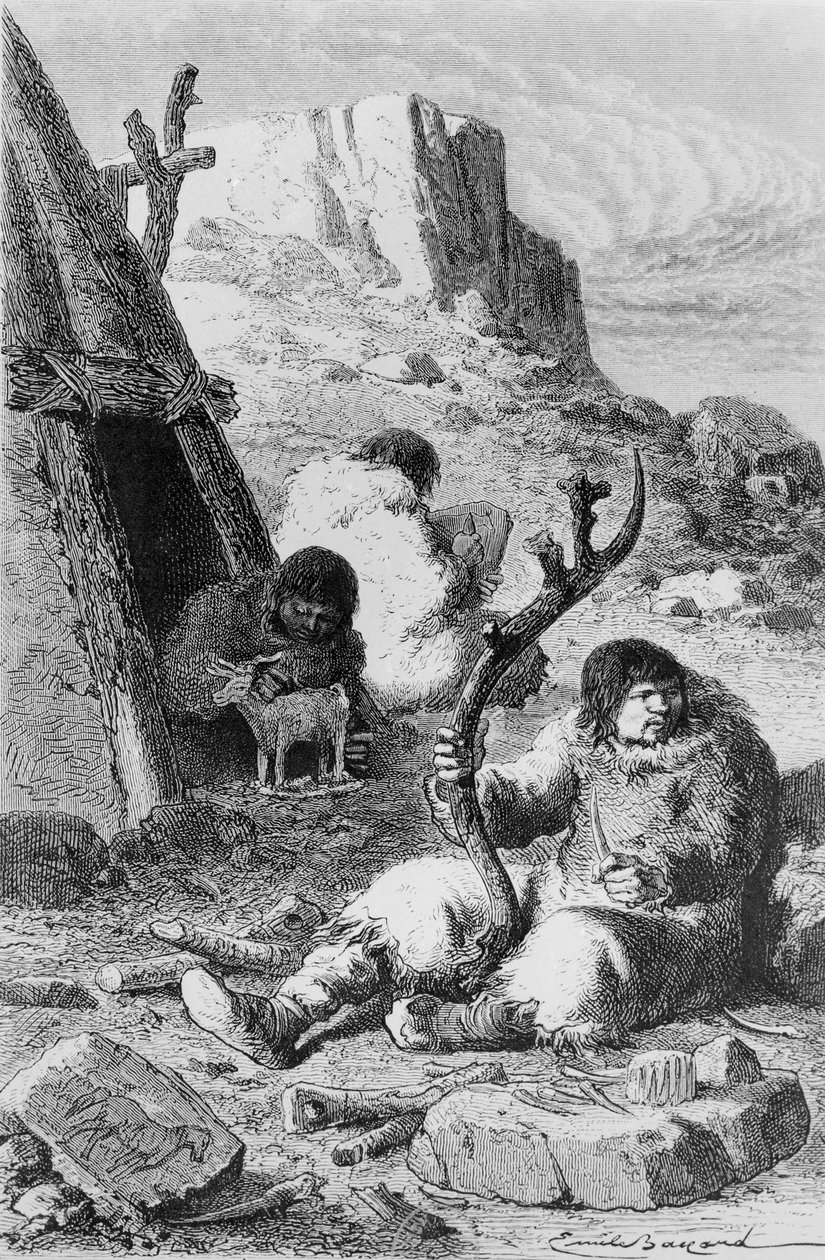 Őskori művészek, Louis Figuier LHomme Primitif-ből, Hachette, 1870 alkotó: French School