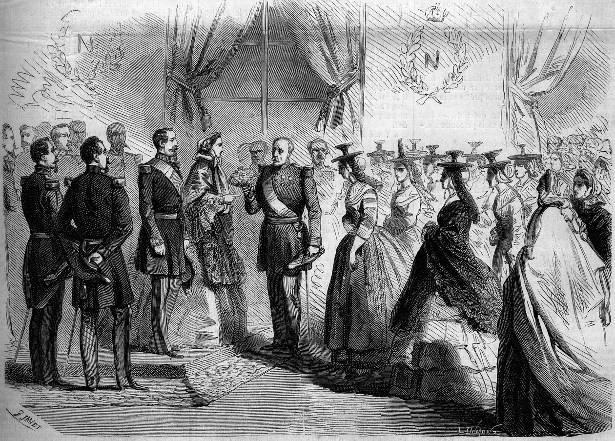 Napóleon III. (1808-1873) és Eugenie Impresszum (1826-1920) bemutatása tizenkét vidéki viseletben. Macon, Saone és Loire (71) alkotó: French School
