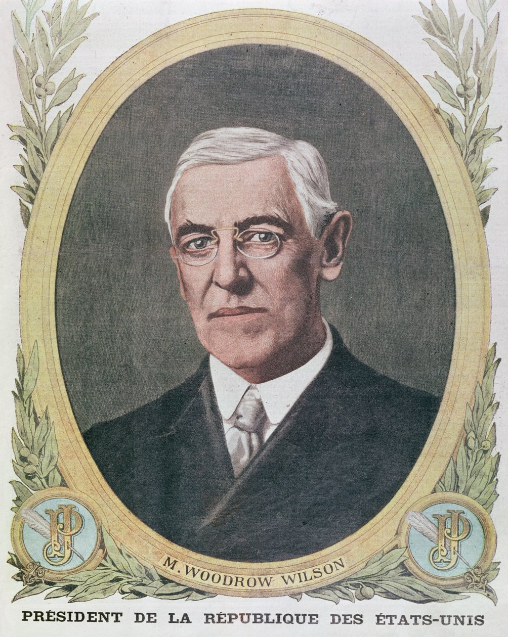 Woodrow Wilson elnök (1856-1924), illusztráció a Le Petit Journal 1917-ből alkotó: French School