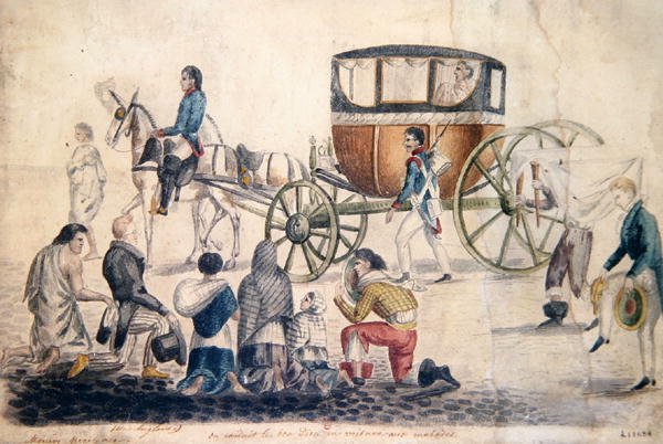 Pap szentáldozást visz a betegeknek és haldoklóknak, 1850 körül (gouache papíron) alkotó: French School