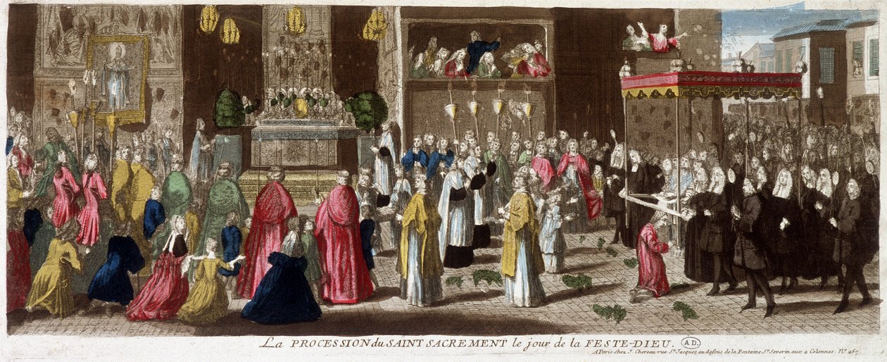 Szentségi körmenet Dieu-ünnep napján, Párizs, 1715. v. alkotó: French School