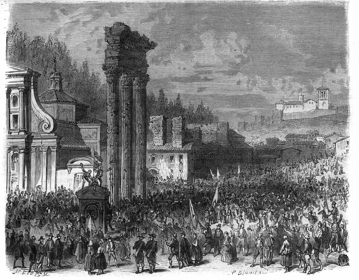 A Római Köztársaság kikiáltása 1798-ban. (Proclamation della repubblica romana nel 1878) Maurice Lachatre „Histoire des Papes-King-Queen-and-Empereurs a travers les centuries” című metszete alkotó: French School