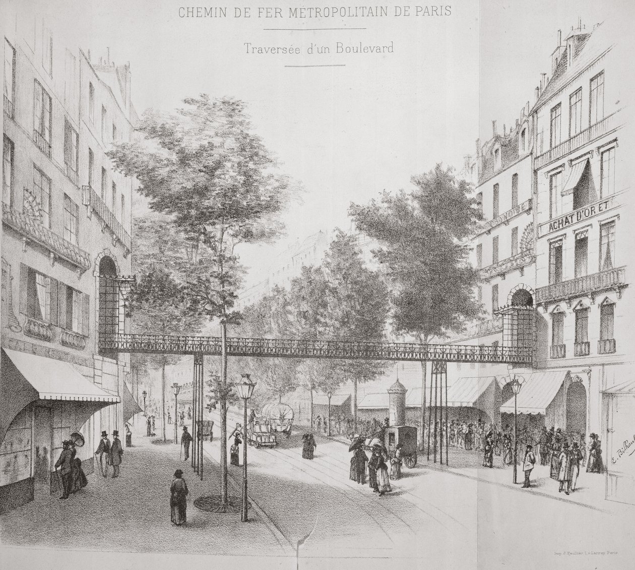 Föld feletti metrórendszer projektje Párizsban, 1886 alkotó: French School