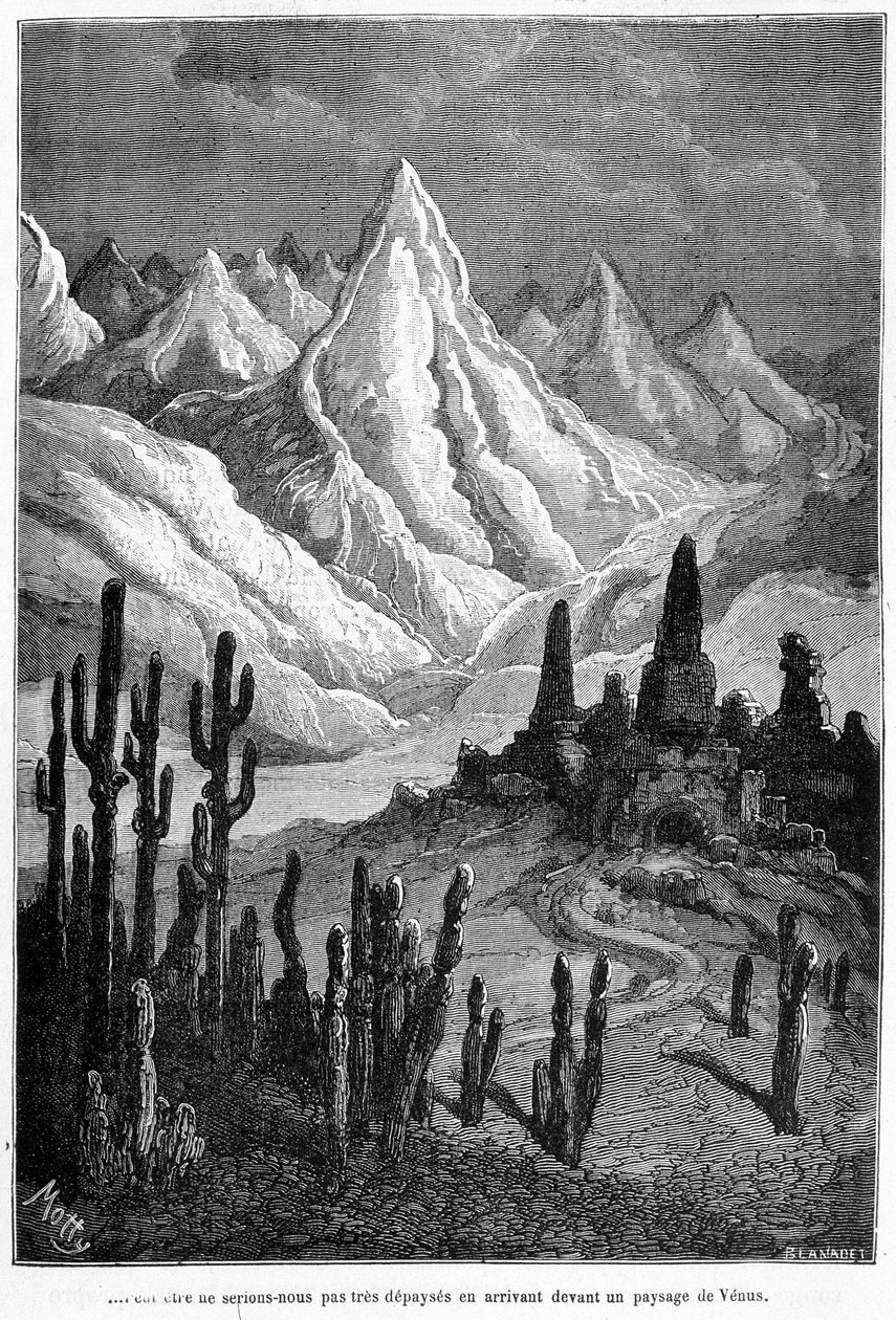 A Vénusz tájának képzeletbeli vetülete – Camille Flammarion „Les Terres du Ciel”-ben, szerk. Marpon & Flammarion, Párizs alkotó: French School