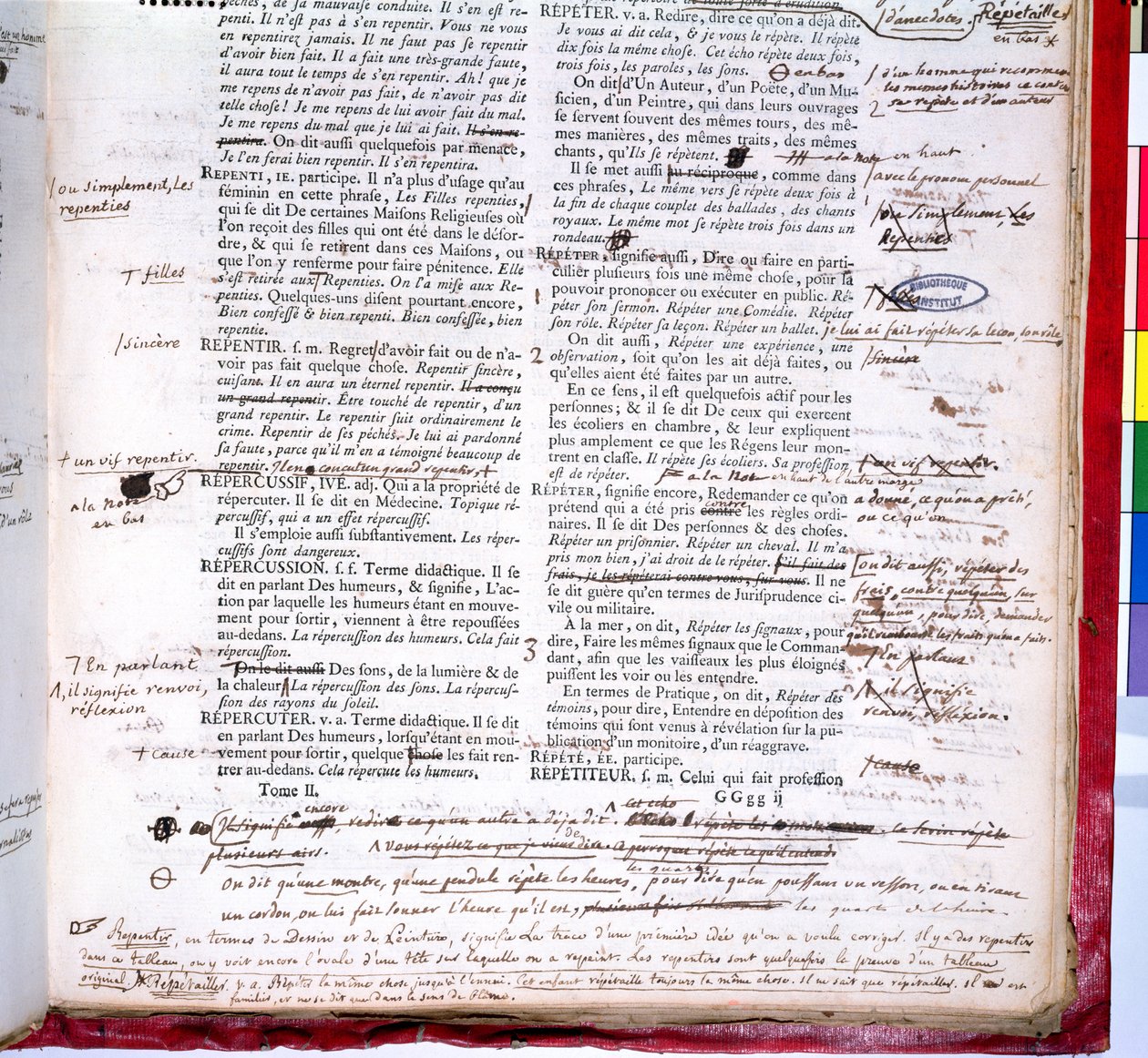 Lektoroldal a Francia Akadémia szótárának egy kiadásának javításaival (tintával papíron) (179941 részlet) alkotó: French School