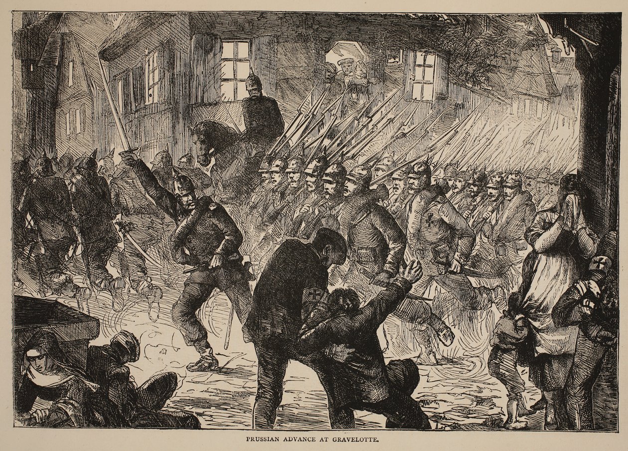 Porosz előrenyomulás Gravelotte-nál, illusztráció Cassells: A Franciaország és Németország közötti háború története, 1870-1871 alkotó: French School