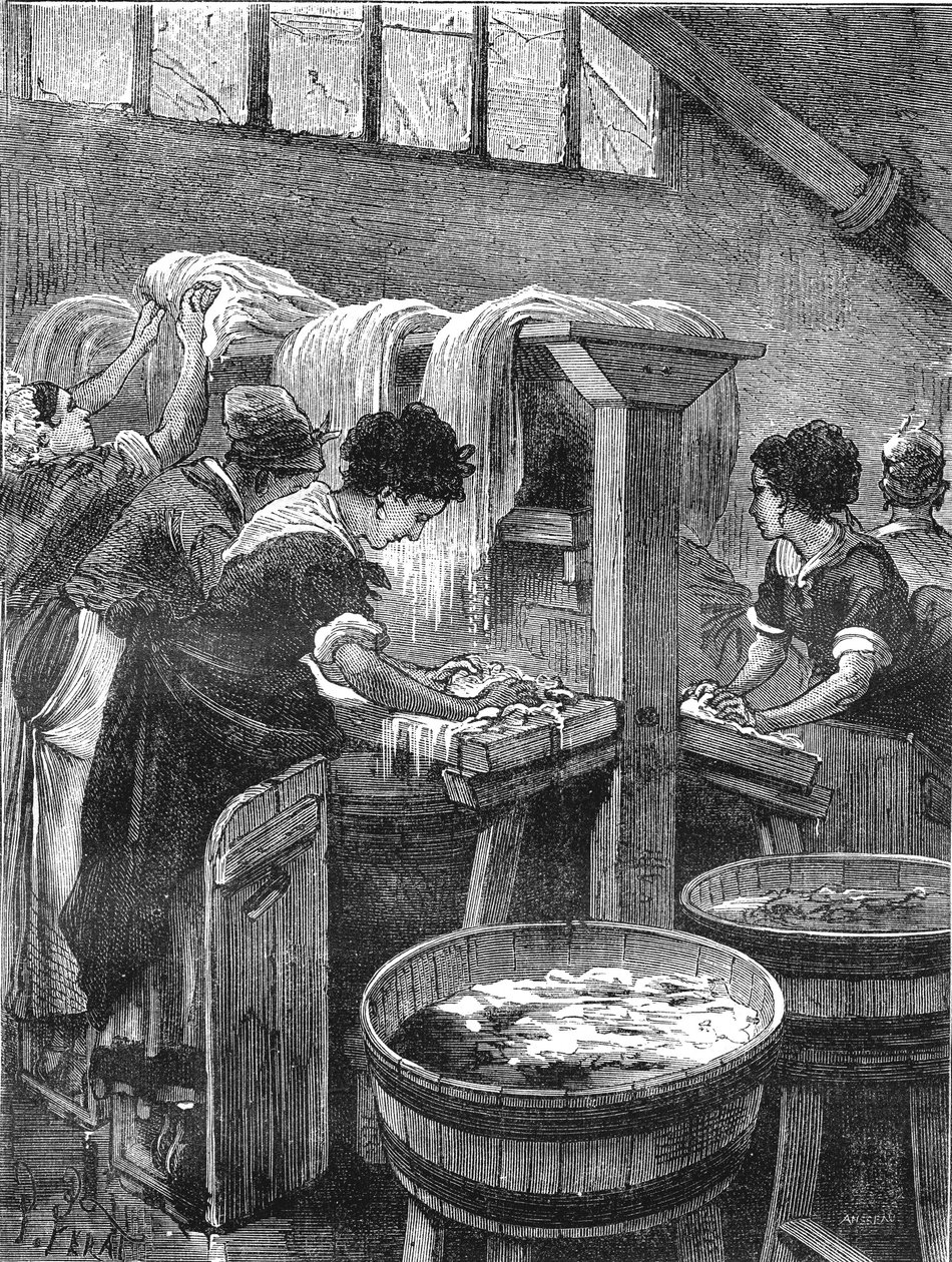 Közmosás, mosóműhely, vízhasználat 1880 alkotó: French School