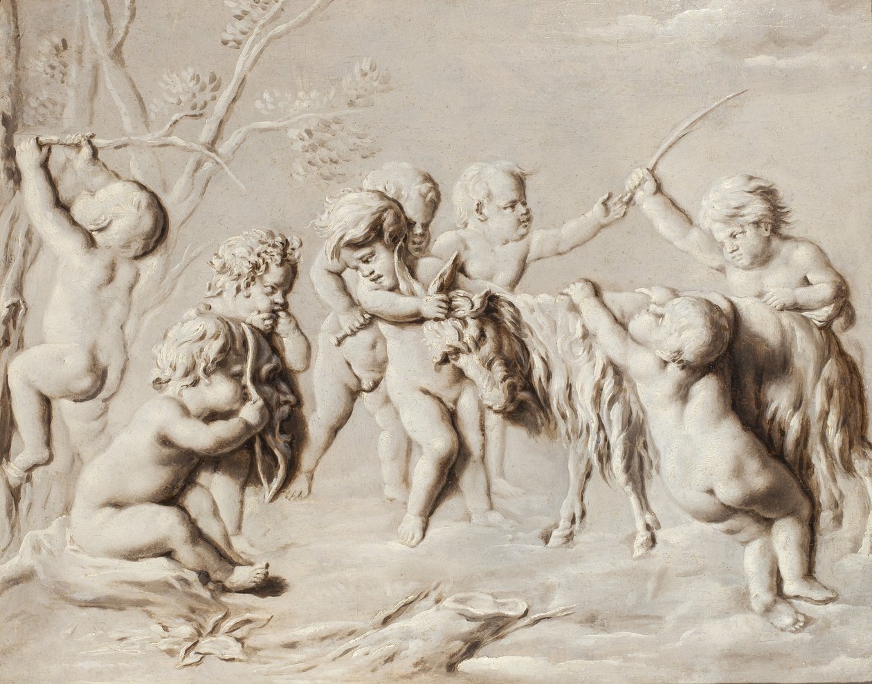 Putti játszik a She-Goat Amaltheával alkotó: French School