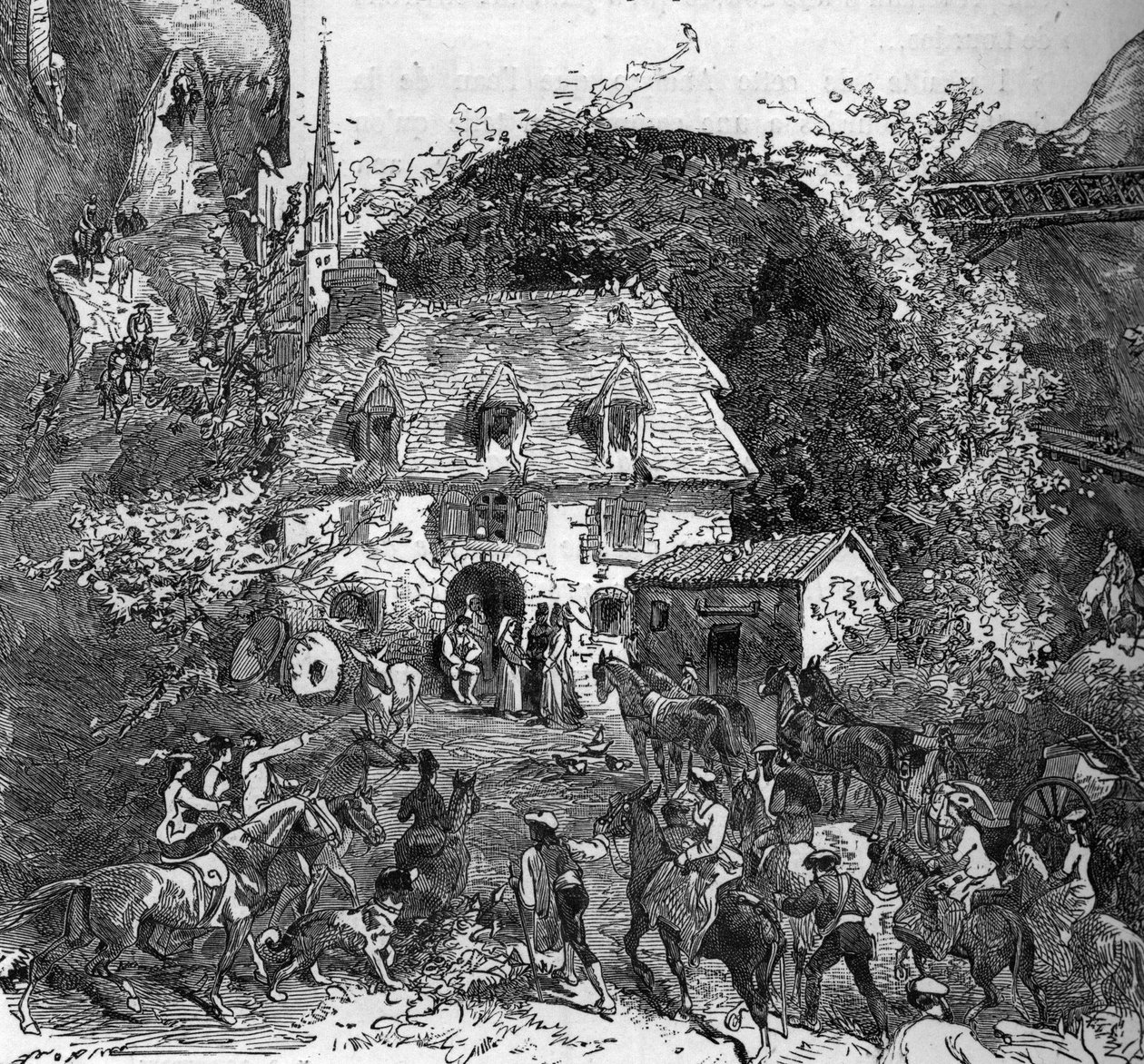 Pireneusi turisták zarándoklaton Lourdes-ba, Hautes Pyrenees (65) alkotó: French School