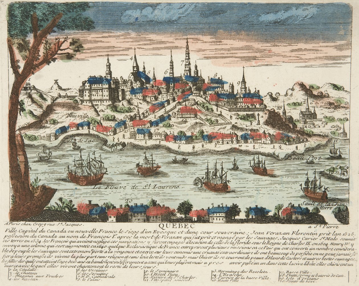 Quebec, kocsma. C. 1650 (kézzel színezett metszet) alkotó: French School