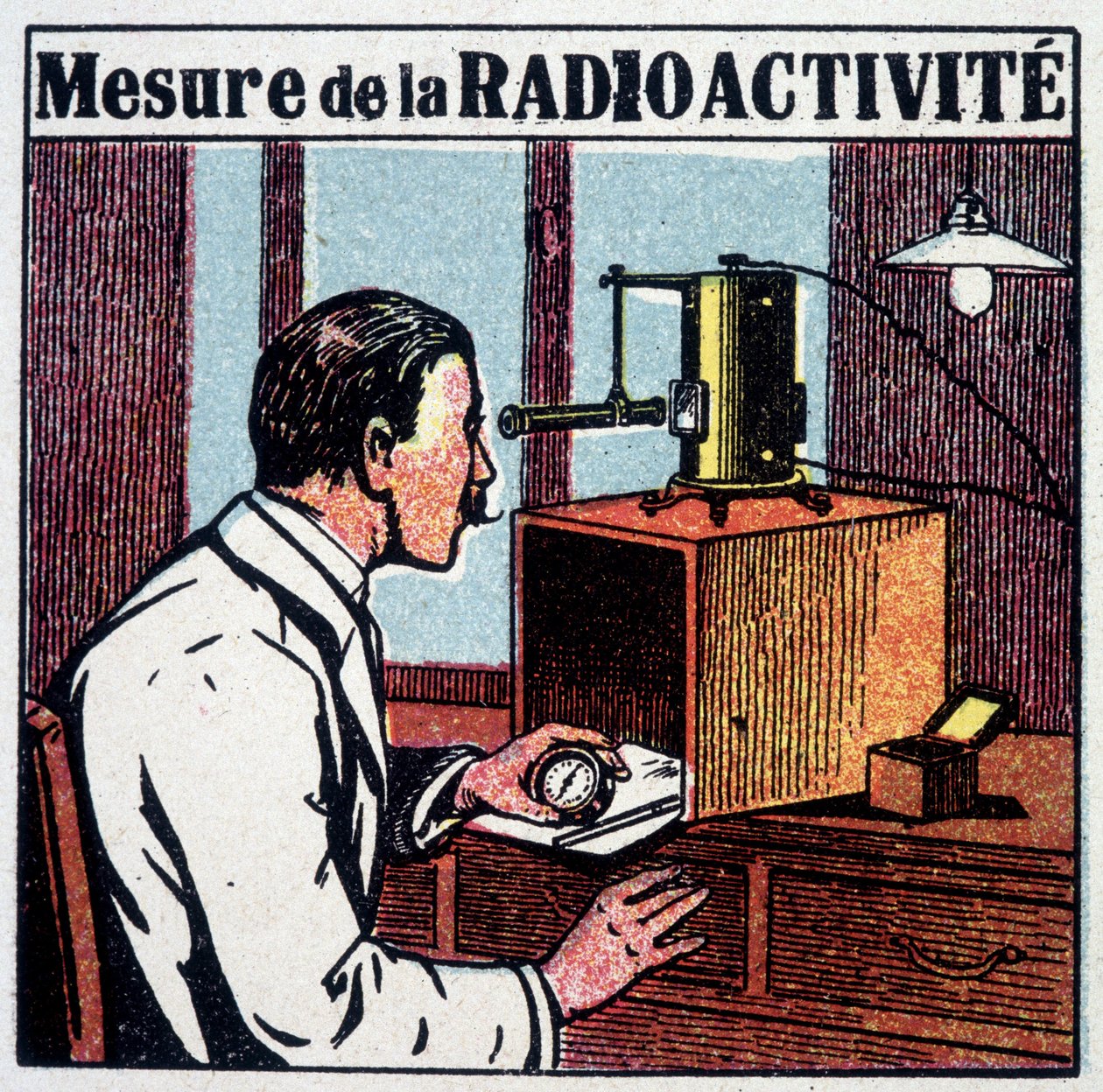 Radioaktivitás mérés - metszet, XX alkotó: French School