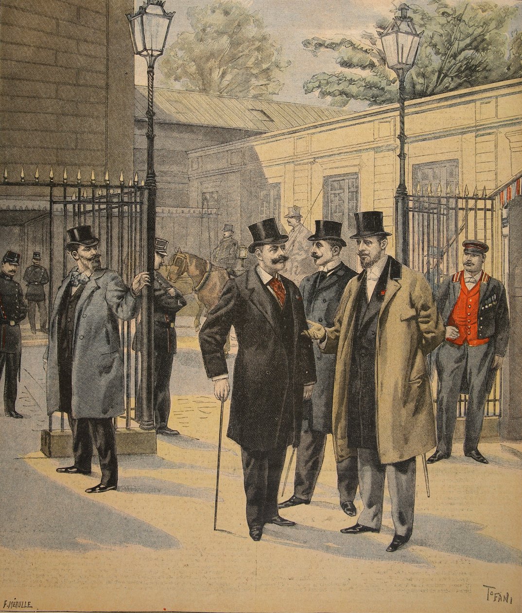 Újra belépés a Chambres des Deputesba: Három szellem, illusztráció a Le Petit Journal: Supplement illustre, 1898. június 5. alkotó: French School