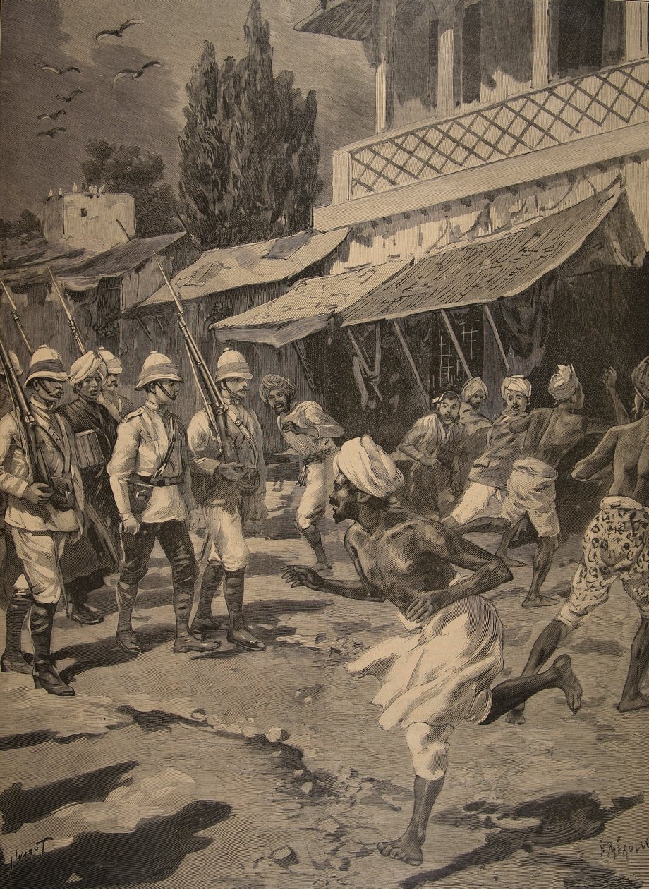 Rebellion in Bombay, illusztráció a Le Petit Journal: Supplement illustre, 1898 alkotó: French School