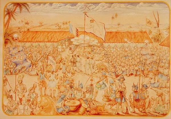 Dahomey királya fogadta a francia követeket alkotó: French School