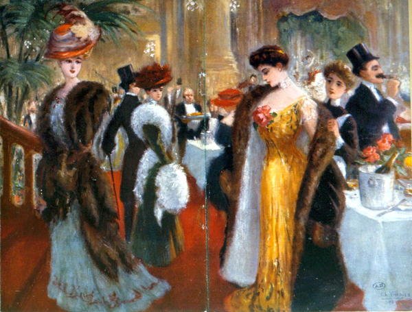 Párizsi fogadás 1905-1910 körül (színes litó) alkotó: French School