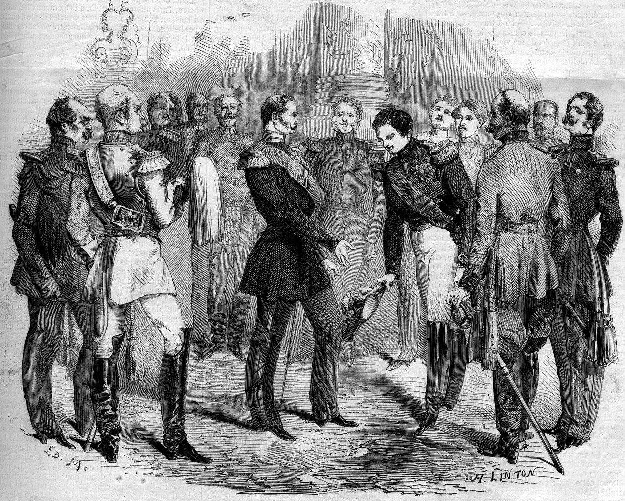 III. Napóleon (1808-1873) francia császár fogadása II. Sándor orosz cárnál (1818-1881) Varsóban (Lengyelország) alkotó: French School