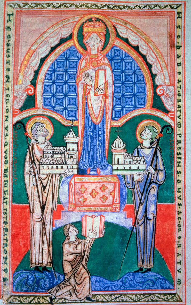 Szűz Mária regéje a citeaux-i apátság és a Saint Vaast-i apátság (Saint-Vaast) egyesüléséről. Szent Jeromos. Kommentár Jeremie-hez. Miniatúra Citeaux-i kéziratból, 1125 körül. 32,6 x 31,7 cm. Dijon, Városi Könyvtár (Ms. 130). alkotó: French School