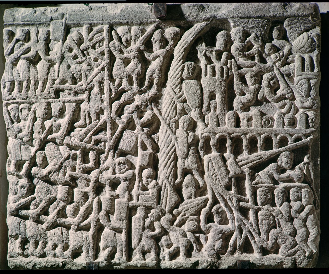 Simon de Montfort (1160-1218 körül) Carcassonne ostromát ábrázoló dombormű 1209-ben alkotó: French School