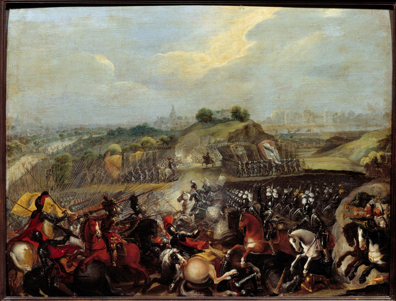 Vallásháborúk: „” IV. Henrik az ivryi csatában 1590.03.14-én” Az 1590.03.14-i ivry-i csatában a királyi hadsereg győzelmet aratott a Katolikus Liga ellen. Bethune Maximilian, Sully hercege, a király minisztere megsérült ott. Festmény a frenekről alkotó: French School