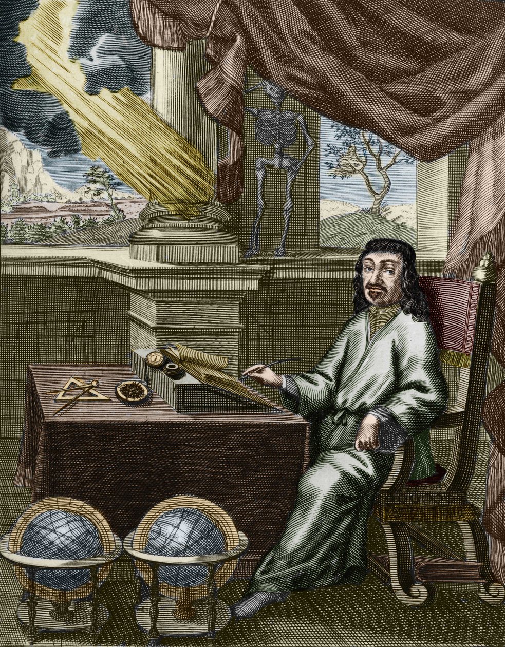 René Descartes (kézzel színezett metszet) alkotó: French School