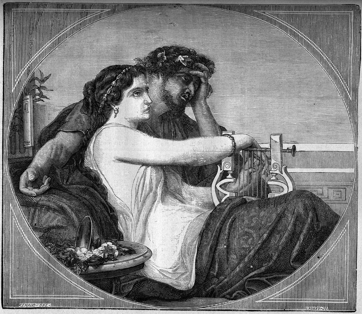 Lesbie (Lesbia) és Catulle (Kr. e. 87-54) ábrázolása latin költő: a költő sok verset szentelt annak a fiatal prostituáltnak, akibe szerelmes volt. Bevésve: „A prostitúció és a kicsapongás története a világ összes népe között az ókortól egészen alkotó: French School