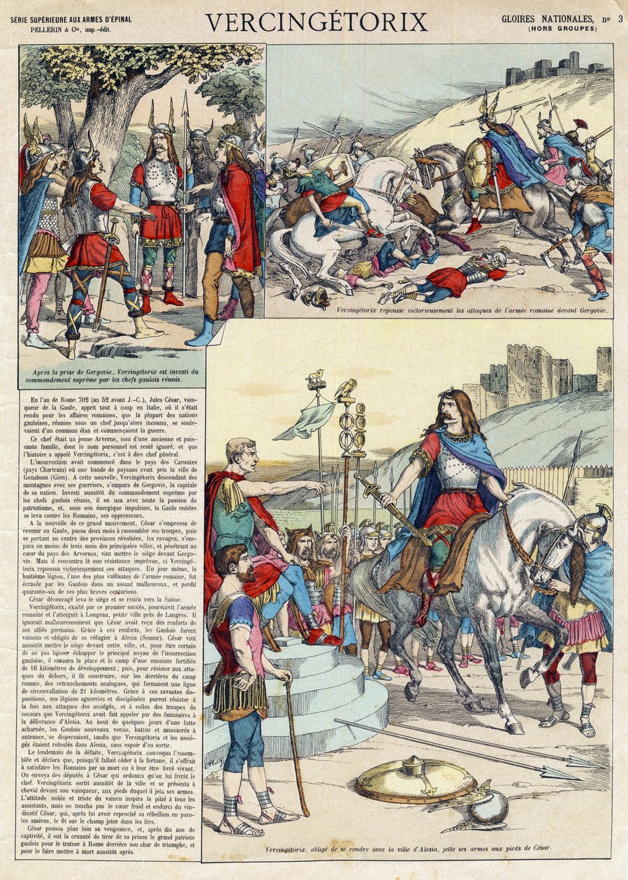 Vercingetorix (kb. i. e. 80-kb. 46) harcos és az arvernesi törzs gall vezérének ábrázolása, amelyet népe választott a rómaiak elleni háború vezetésére” (Vercingetorix portréja (Kr. e. 82-Kr. e. 46) az arverni törzs főnöke, népe választotta lea alkotó: French School