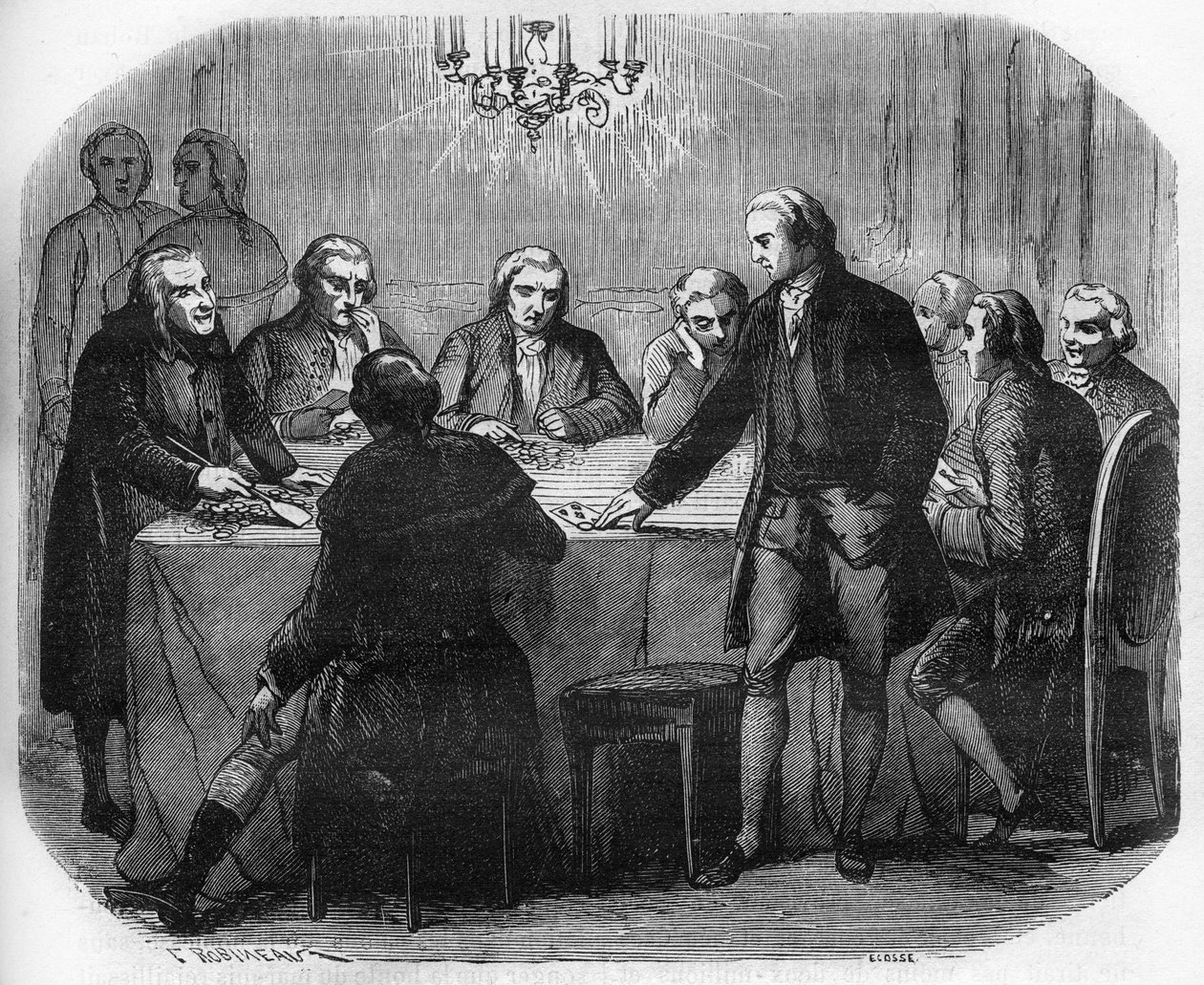 Egy játékház ábrázolása XV. Lajos alatt. Dr. Th. „A prostitúció és a kicsapongás története a világ összes népe között az ókortól napjainkig” vésése. -F. Debray alkotó: French School