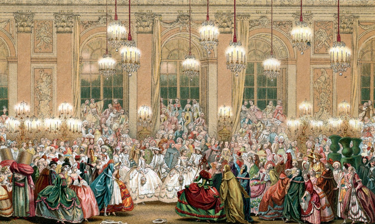 Egy maskara ábrázolása XV. Lajos király udvarában alkotó: French School
