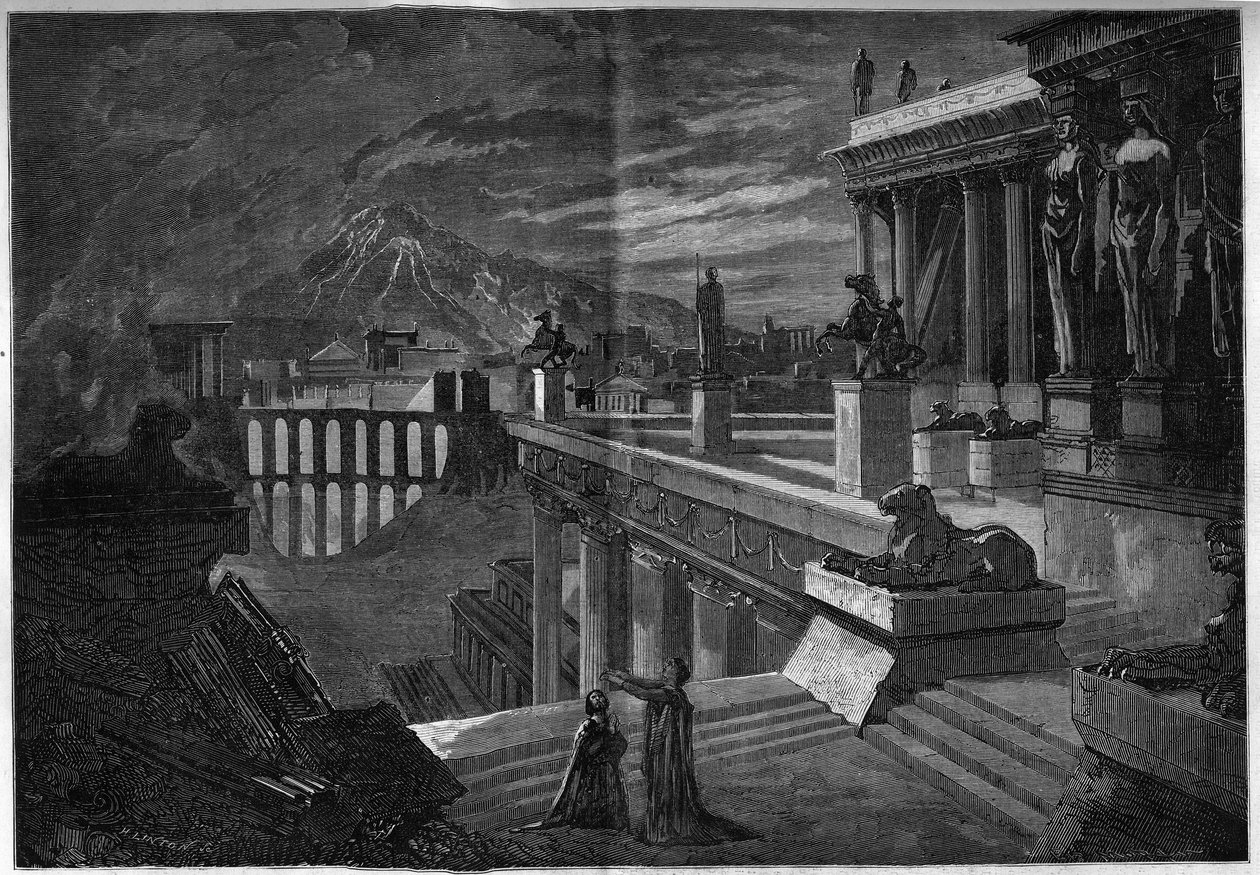 Operaábrázolás: „Herculanum” Joseph Mery (1798-1866) és T. Hadot librettóján, valamint Felicien David (1808-1876) zenéje. Herculanum városa a Vezúve kitörése során bekövetkezett pusztulás idején (az V. felvonás utolsó jelenete). Thea alkotó: French School