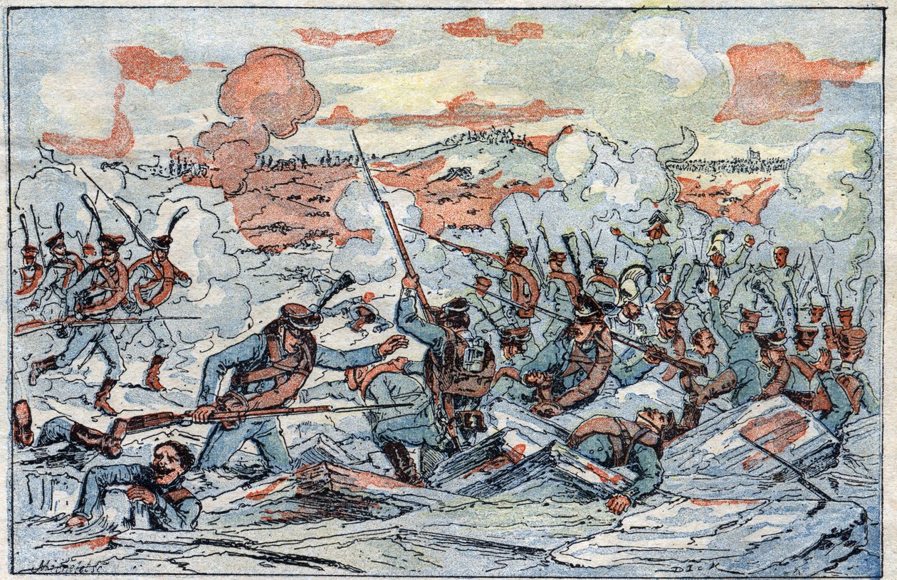 Az austerlitzi csata, vagyis a három császári csata ábrázolása 1805. 12. 02-án. alkotó: French School