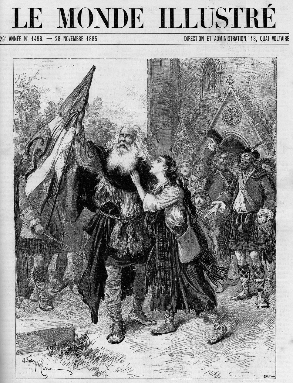 A dráma öt felvonásban, Francois Coppee (1842-1908) „Les Jacobites” bemutatása a párizsi Theatre de l