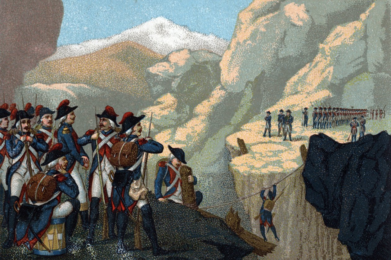 A tartalék hadsereg hadjárata 1800-ban: Bethencourt tábornok átvonulása a Simplonba 1800 májusában. alkotó: French School